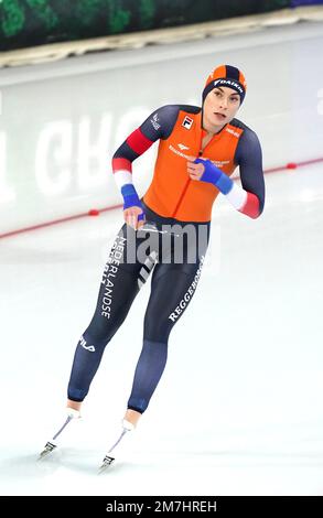 Femke Kok (NED) in gara in 2nd 500m donne durante i Campionati europei di velocità ISU il 7 gennaio 2023 alla Hamar Olympic Hall di Hamar, Norvegia Foto di SCS/Soenar Chamid/AFLO (HOLLAND OUT) Foto Stock