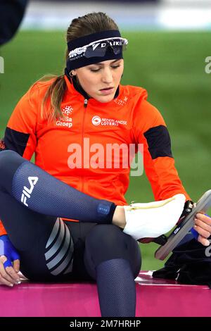 Robin Groot (NED) in azione su 1500m donne Allround durante i Campionati europei di pattinaggio di velocità ISU il 8 gennaio 2023 alla Hamar Olymic Hall di Hamar, Norvegia Foto di SCS/Soenar Chamid/AFLO (HOLLAND OUT) Foto Stock