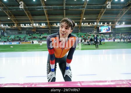 Patrick Roest (NED) su 10,000m durante i Campionati europei di velocità ISU il 8 gennaio 2023 alla Hamar Olymic Hall di Hamar, Norvegia Foto di SCS/Soenar Chamid/AFLO (HOLLAND OUT) Foto Stock