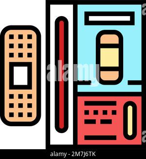 etichette adesive icone colorate di pronto soccorso Illustrazione Vettoriale