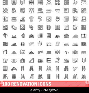 set di 100 icone di ristrutturazione. Illustrazione di 100 icone di ristrutturazione set vettoriale isolato su sfondo bianco Illustrazione Vettoriale