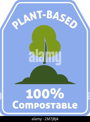 Prodotto a base vegetale e compostabile, etichetta Illustrazione Vettoriale