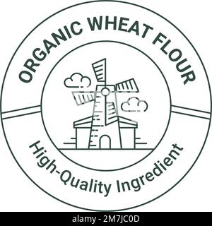 Farina di grano biologico etichetta ingrediente di alta qualità Illustrazione Vettoriale