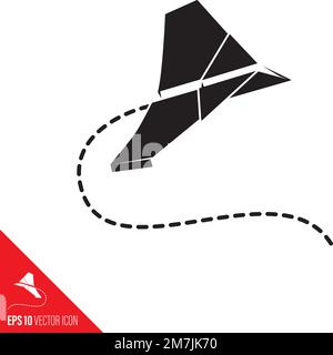 Icona vettore aereo su carta. Simbolo del giocattolo semplice ed economico Illustrazione Vettoriale