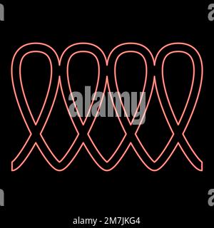 Neon induzione di cottura a spirale calore elettrico simbolo tipo di cottura superfici segno utensile destinazione pannello rosso colore vettore illustrazione immagine piatta Illustrazione Vettoriale