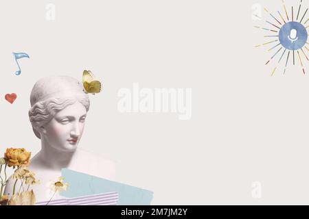 Statua greca della dea vettore bordo estetico mezzi misti Illustrazione Vettoriale