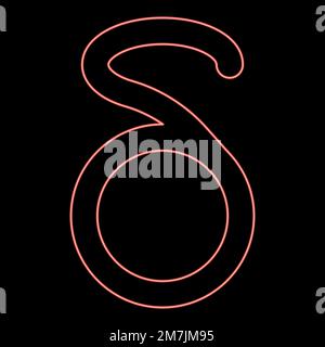 Neon delta simbolo greco lettera piccola carattere minuscolo rosso colore vettore illustrazione immagine piatta luce stile Illustrazione Vettoriale