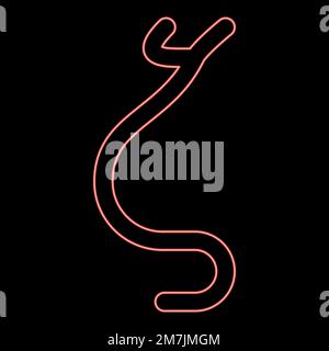 Neon zeta greco simbolo piccola lettera minuscola font rosso colore vettore illustrazione immagine piatto stile luce Illustrazione Vettoriale