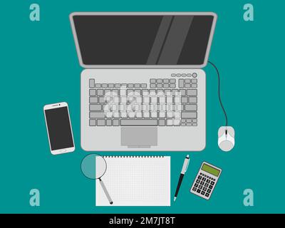 Computer portatile isolato in background. Illustrazione vettoriale. EPS 10. Illustrazione Vettoriale