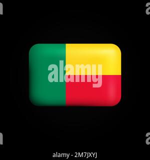 Benin Flag 3D icona. Bandiera nazionale del Benin. Illustrazione vettoriale Illustrazione Vettoriale