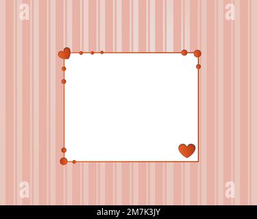 Modello a righe rosa per il biglietto di San Valentino con cuori tagliati sulla carta. Vettore. Modello. Cartolina. Inviti. Illustrazione Vettoriale