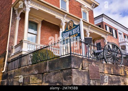 Lo Sherman House Museum di Lancaster, Ohio, è il luogo di nascita del Gen. William Tecumseh Sherman e del suo fratello minore, Sen. John Sherman Foto Stock