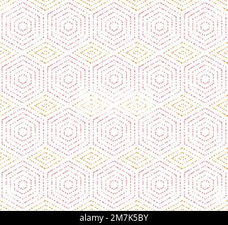 Ornamento geometrico a ripetizione con elementi esagonali colorati a punti. Ornamento geometrico moderno. Motivo moderno e astratto senza cuciture Foto Stock