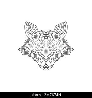 Singolo riccio una linea di disegno carino volpe astratto arte Disegno grafico a linea continua illustrazione vettoriale di orecchie triangolari volpe per icona, Illustrazione Vettoriale