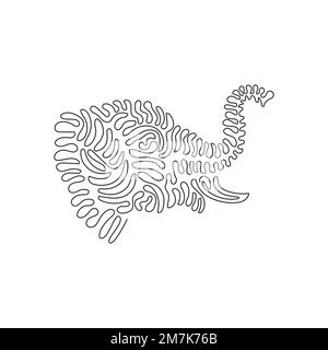 Disegno continuo di una linea di enorme arte astratta di elefante L'illustrazione del vettore del tratto modificabile a linea singola degli elefanti ha un lungo proboscis Illustrazione Vettoriale