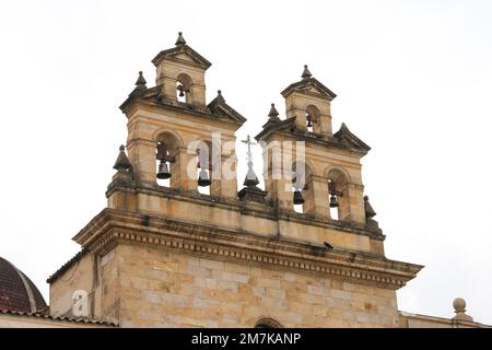 Primo piano Cattedrale principale di Bogota Simon Bolivar Plaza. Foto Stock