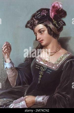 Anna Bolena - Anna Bolena, regina del re Enrico VIII d'Inghilterra - Ritratto d'Anna de Bolena (Anna ou Ann Bolin et Anne Bullen, 1501/1507-1536), seconda Epouse d'Henri VIII Foto Stock