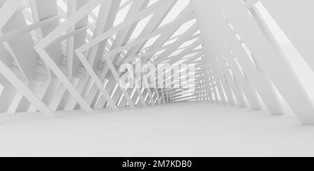 3D resa Abstract bianco corridoio vuoto tunnel interno, Foto Stock