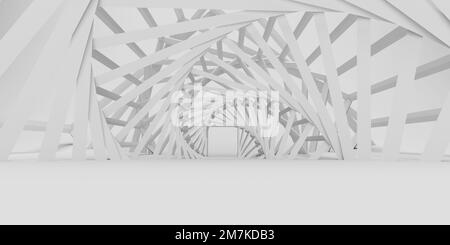 3D resa Abstract bianco corridoio vuoto tunnel interno, Foto Stock