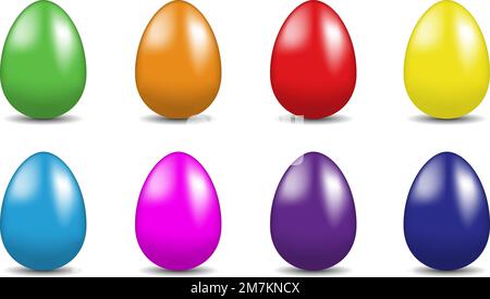 raccolta di colorate uova di pasqua isolate su sfondo bianco, illustrazione vettoriale Illustrazione Vettoriale