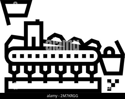 illustrazione vettore icona linea di produzione acciaio impianto sinterizzato Illustrazione Vettoriale