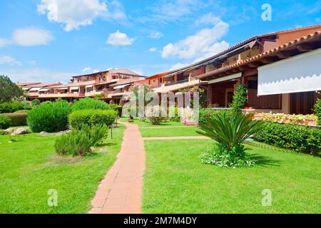 Tradizionale architettura sarda a Porto Rotondo, Isola di Sardegna, Italia Foto Stock