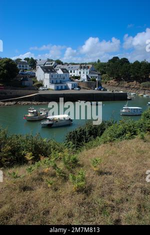 Vista del porto di Doelan, Clohar-Carnoet nel Finistère in Bretagna, Francia Foto Stock