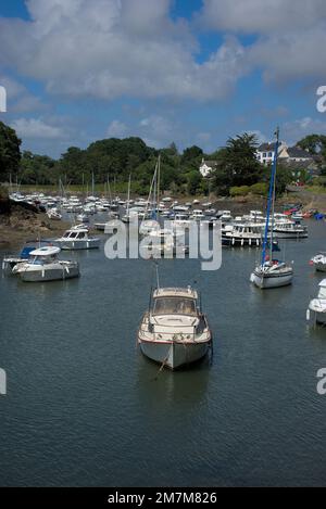 Vista del porto di Doelan, Clohar-Carnoet nel Finistère in Bretagna, Francia Foto Stock