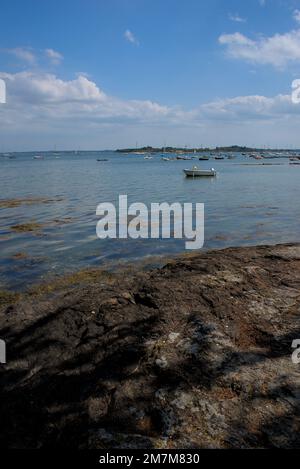 Arz isola spiaggia, campo da golf Morbihan, Bretagna, Francia Foto Stock