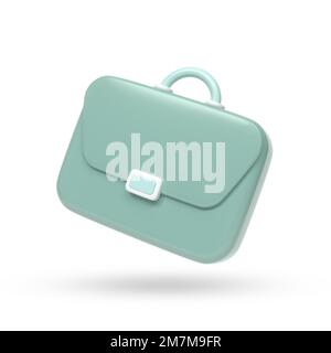 Carino verde cartoon stile business bag. Illustrazione 3D. Foto Stock