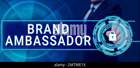 Esposizione concettuale Brand Ambassador, Word scritto su un agente accreditato come rappresentante residente per un marchio speciale Foto Stock