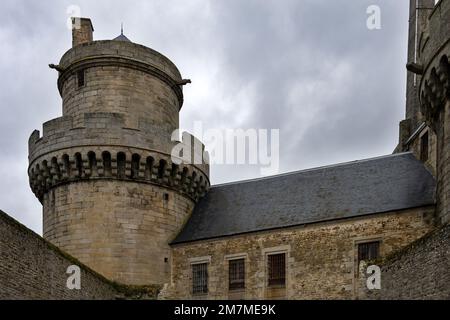 Particolare del castello medievale dei Duchi di Alencon, Normandia, Francia Foto Stock