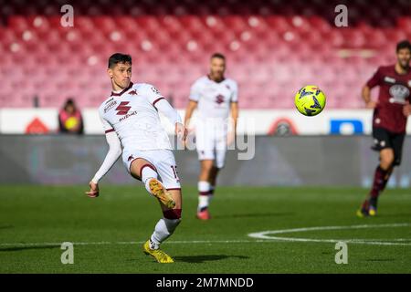 SALERNO, ITALIA - GENNAIO 08: SASA Lukic del Torino FC in azione durante la Serie Un match tra US Salernitana e Torino FC allo Stadio Arechi di Salern Foto Stock