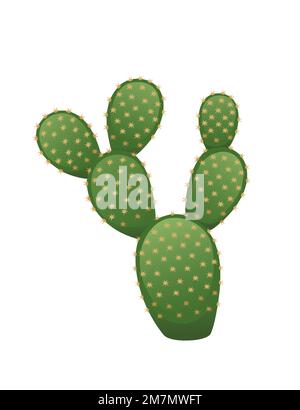 Cactus verde esotico deserto con spine decorazione pianta vettore illustrazione isolato su sfondo bianco Illustrazione Vettoriale