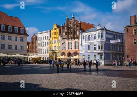 Alter Markt, Città Vecchia, Stralsund, Meclemburgo-Pomerania occidentale, Germania Foto Stock