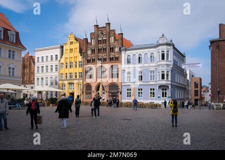 Alter Markt, Città Vecchia, Stralsund, Meclemburgo-Pomerania occidentale, Germania Foto Stock