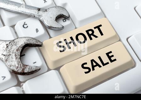 Scrittura visualizzazione testo breve vendita. Business approccio Casa che è offerto a un prezzo che è inferiore alla somma dovuta Foto Stock
