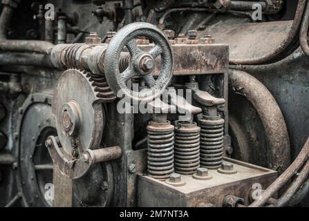 ingranaggi a vite senza fine di una macchina storica Foto Stock