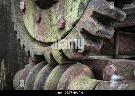 ingranaggi a vite senza fine di una macchina storica Foto Stock