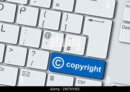 Copyright concetto PC tastiera computer 3D illustrazione Foto Stock