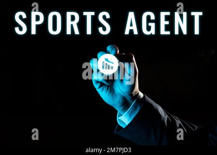 Testo scritto a mano Agente sportivo. Approccio aziendale la persona gestisce il reclutamento per assumere i migliori giocatori sportivi per una squadra Foto Stock