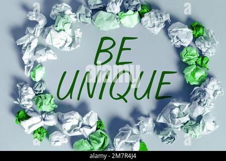 La visualizzazione concettuale è unica. Parola per essere l'unico del relativo genere differente niente altro incomparabile Foto Stock