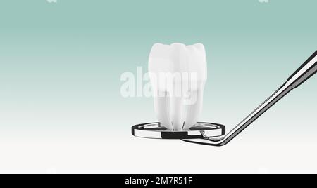 3D rappresentazione dentale su specchio. Foto Stock