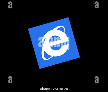 Internet Explorer Mobile, logo ruotato, sfondo nero Foto Stock