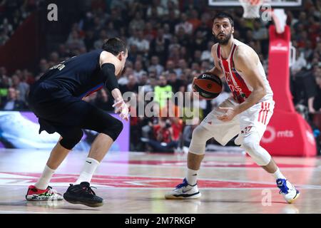 Belgrado, Serbia, 30 dicembre 2022. Stefan Markovic di Crvena Zvezda MTS Belgrado in azione durante il 2022/2023 Turkish Airlines Eurolega Match tra Crvena Zvezda MTS Belgrado e FC Barcelona alla Stark Arena di Belgrado, Serbia. Dicembre 30, 2022. Credito: Nikola Krstic/Alamy Foto Stock