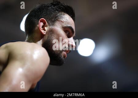 Belgrado, Serbia, 30 dicembre 2022. Tomas Satoransky del FC Barcelona reagisce durante la partita Eurolega della Turkish Airlines del 2022/2023 tra Crvena Zvezda MTS Belgrado e il FC Barcelona alla Stark Arena di Belgrado, in Serbia. Dicembre 30, 2022. Credito: Nikola Krstic/Alamy Foto Stock