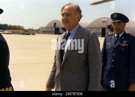 Il Presidente del Messico Portillo viene salutato alla partenza dopo la sua visita negli Stati Uniti. Base: Andrews Air Force base Stato: Maryland (MD) Paese: Stati Uniti d'America (USA) Foto Stock