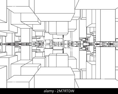 Città Urbana astratta del vettore Cubo e Prisma Illustrazione Vettoriale