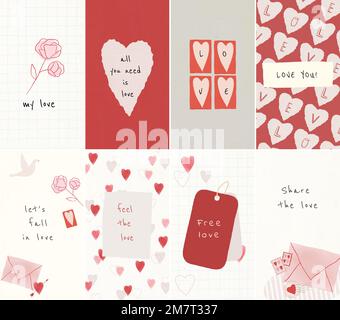 Love Everywhere modello modificabile insieme di social media vettoriali Illustrazione Vettoriale