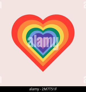 Vettore cardiaco arcobaleno per il concetto LGBTQ del mese dell'orgoglio Illustrazione Vettoriale